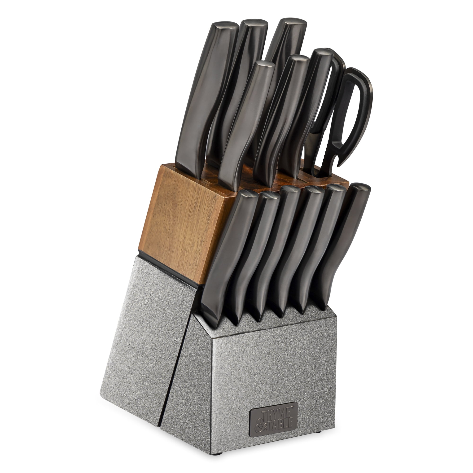 15-Piece Knife Block set with Sharpener Gunmetal
