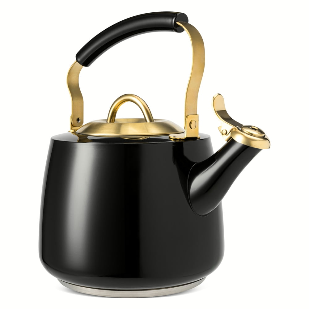 Stainless Steel Stovetop Kettle 1.8L - Black & Gold