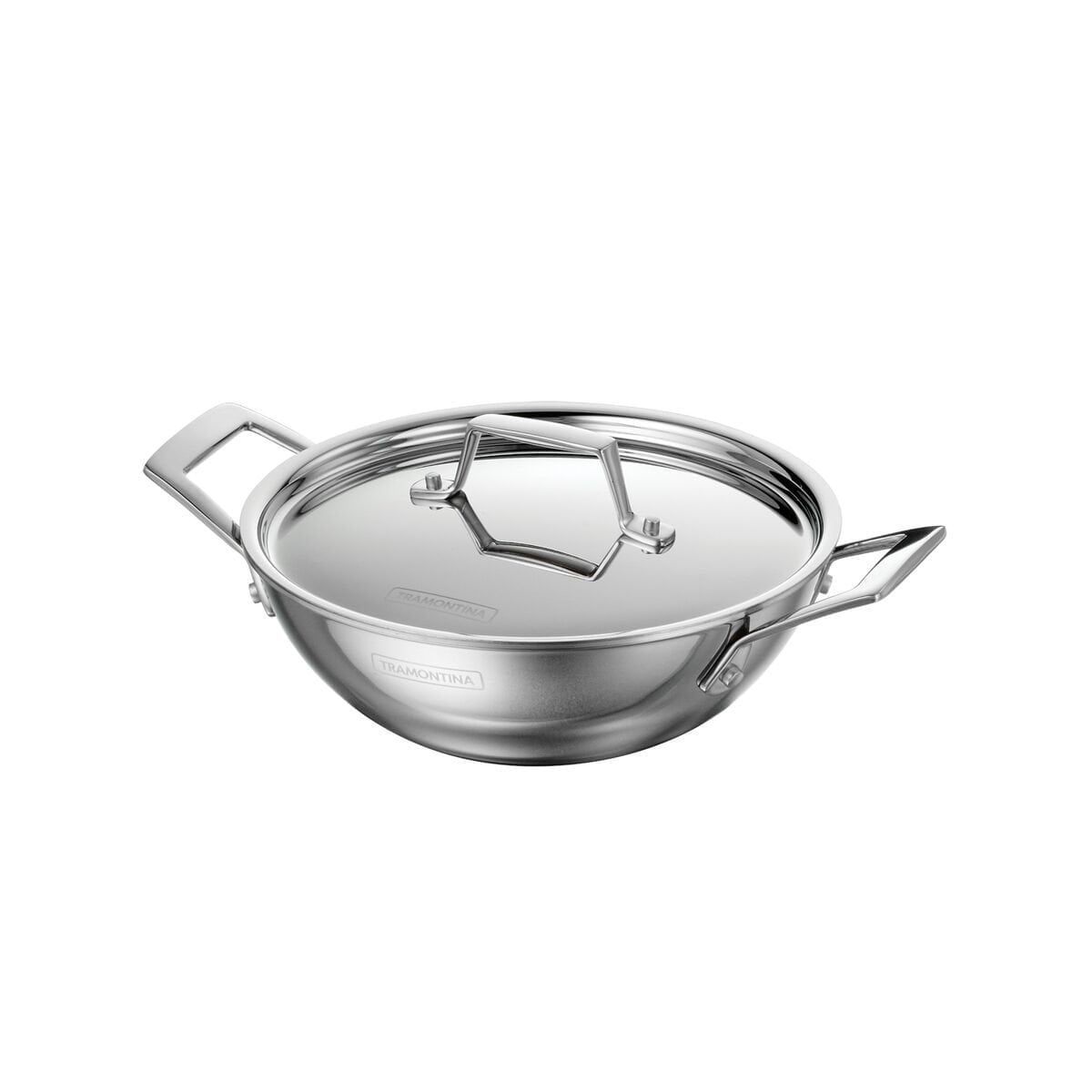Utsava 1.8 Quart Tri-Ply Clad Stainless Steel Kadai with Lid